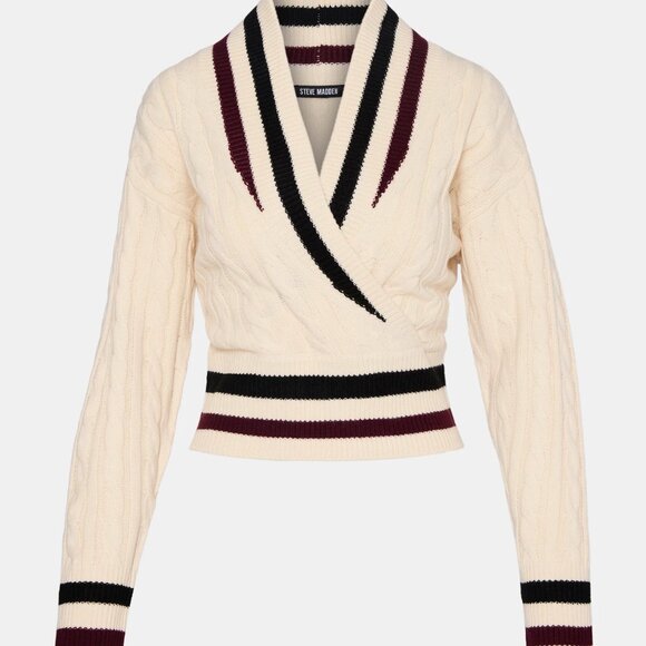 Steve Madden Varsity V-neck Addison Sweater - Picture 7 of 13